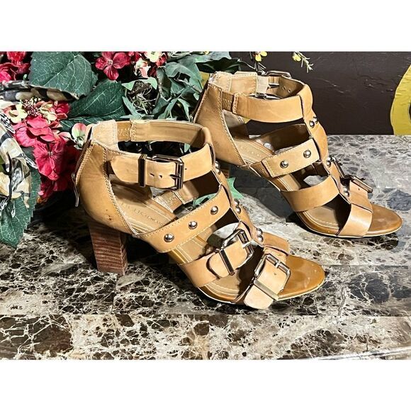BCBGeneration Fizzy Golden Leather Gladiator Heels Size 6 - Picture 2 of 5